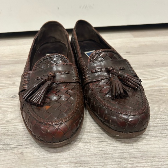 Bragano Brown Woven Leather Loafers 8.5 Italian Made in Italy - Picture 4 of 12